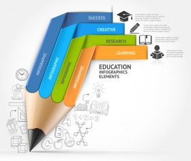 Pencil modern business infographic template vector material 06