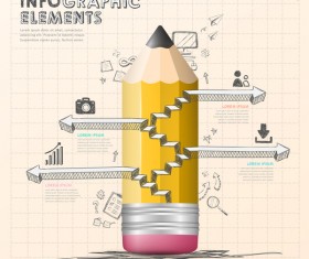 Pencil modern business infographic template vector material 09