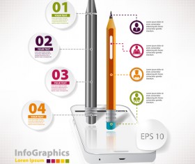 Pencil modern business infographic template vector material 10