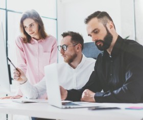 People in the office using computers Stock Photo 01