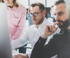 People in the office using computers Stock Photo 02