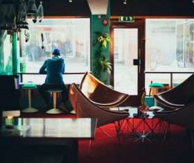 People who drink coffee in the cafe Stock Photo