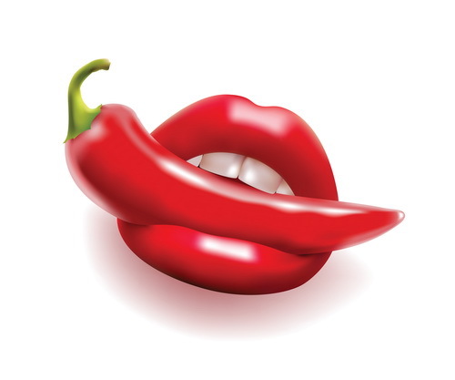 Pepper with red lips vector 02