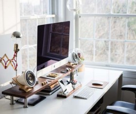 Personal computer desk Stock Photo