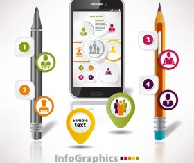 Phone with pencil white infographic template vector