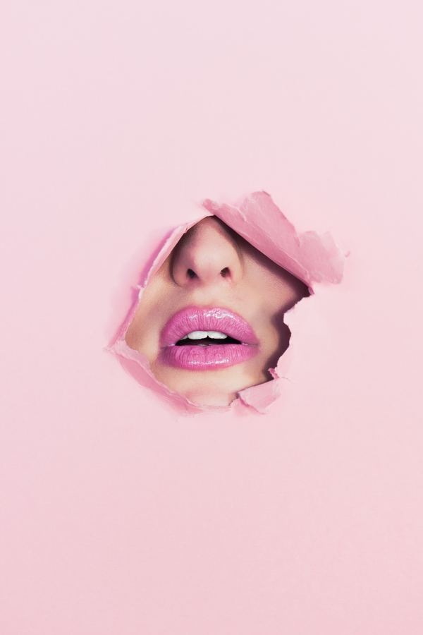 Pink lips Stock Photo