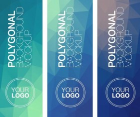 Polygonal vertical banners vectors set 01