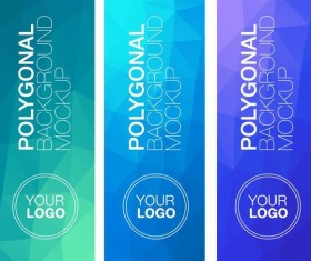 Polygonal vertical banners vectors set 03