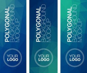 Polygonal vertical banners vectors set 04