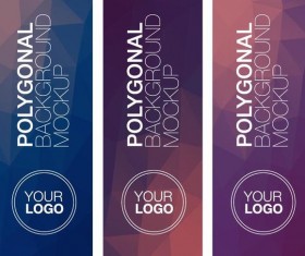 Polygonal vertical banners vectors set 05