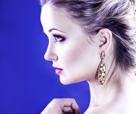 Pretty girl wearing earrings Stock Photo 01
