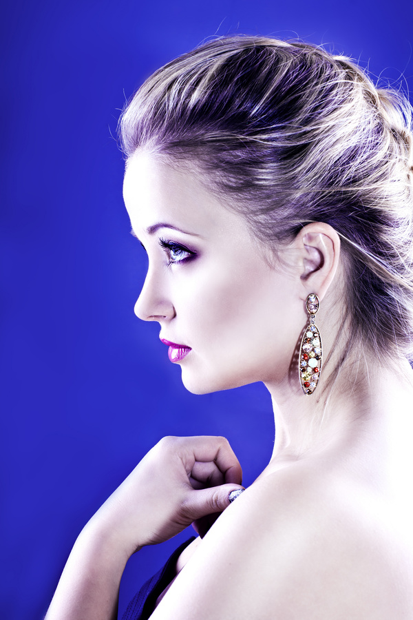 Pretty girl wearing earrings Stock Photo 01