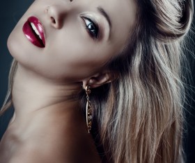 Pretty girl wearing earrings Stock Photo 02