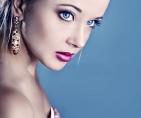 Pretty girl wearing earrings Stock Photo 04
