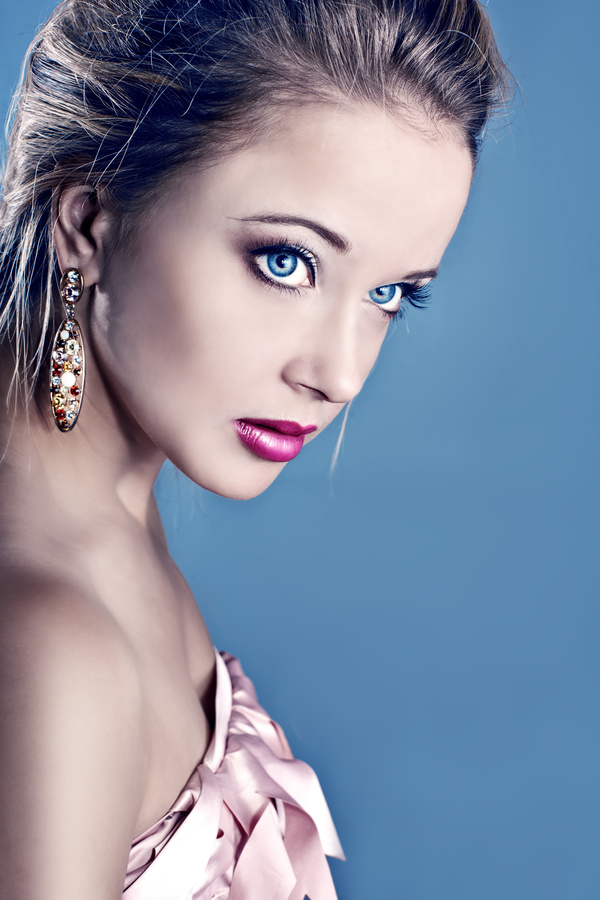 Pretty girl wearing earrings Stock Photo 04