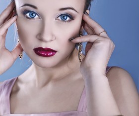 Pretty girl wearing earrings Stock Photo 05