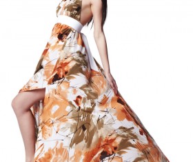 Pretty woman wearing long dress Stock Photo 01