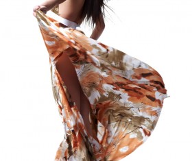 Pretty woman wearing long dress Stock Photo 02