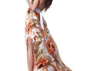 Pretty woman wearing long dress Stock Photo 04