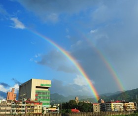Rainbow after rain Stock Photo