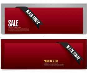 Red black firday sale banners vector