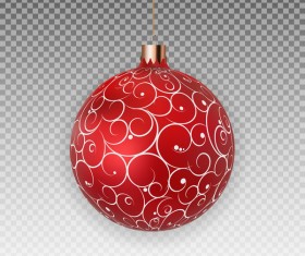 Red floral xmas baubles illustration vector
