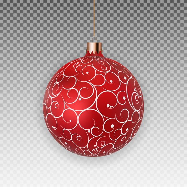 Red floral xmas baubles illustration vector