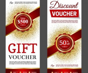Red gift discount voucher template vector