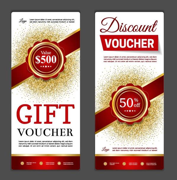 Red gift discount voucher template vector