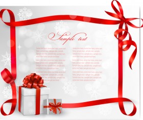 Red ribbon frame with christmas card vector