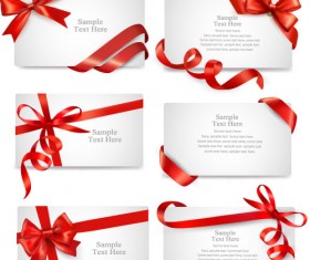 Red ribbon with christmas card template vector
