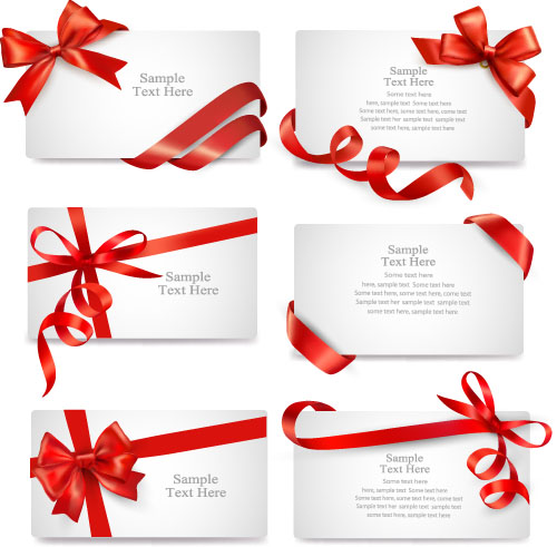 Red ribbon with christmas card template vector