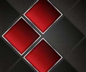 Red with black abstract metal background vector