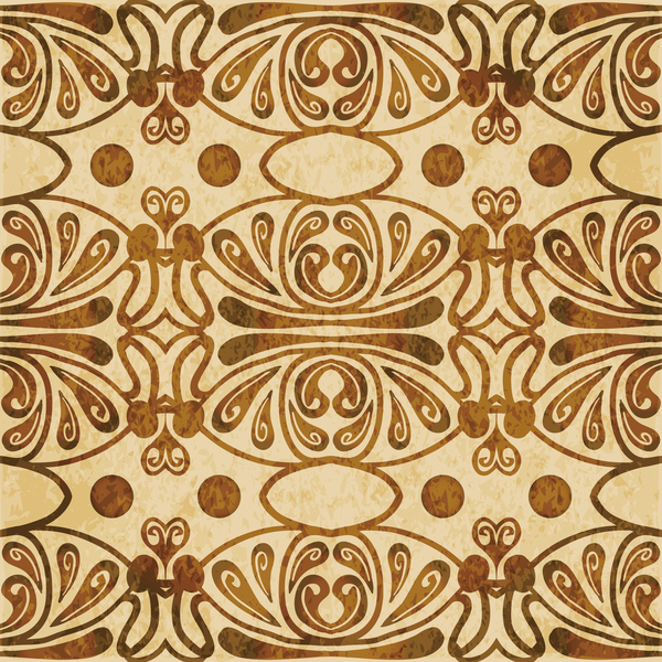 Retro kaleidoscope floral seamless pattern vector 03