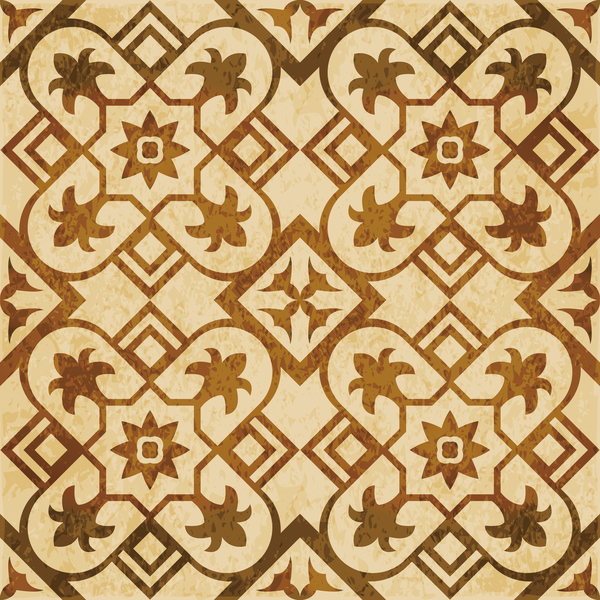 Retro kaleidoscope floral seamless pattern vector 04