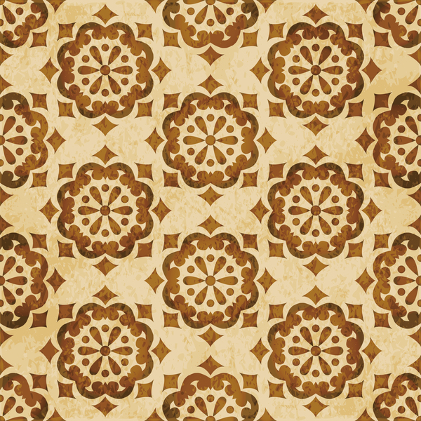Retro kaleidoscope floral seamless pattern vector 12