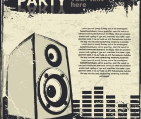 Retro party flyer teplate design vector 03