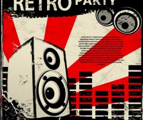 Retro party flyer teplate design vector 05