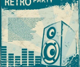 Retro party flyer teplate design vector 06