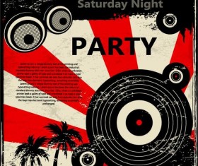 Retro party flyer teplate design vector 07