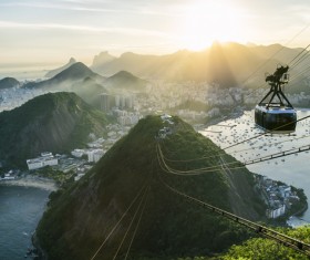 Rio De Janeiro sugar bread mountain cable car Stock Photo 02