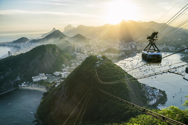 Rio De Janeiro sugar bread mountain cable car Stock Photo 02