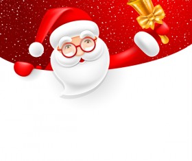 Santa with bell and blank christmas background vector 01