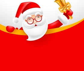 Santa with bell and blank christmas background vector 02