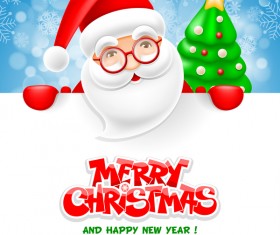 Santa with christmas and new year card vector