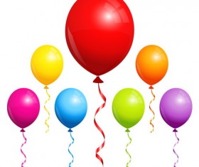 Serpentine ribbons with colored balloon vector
