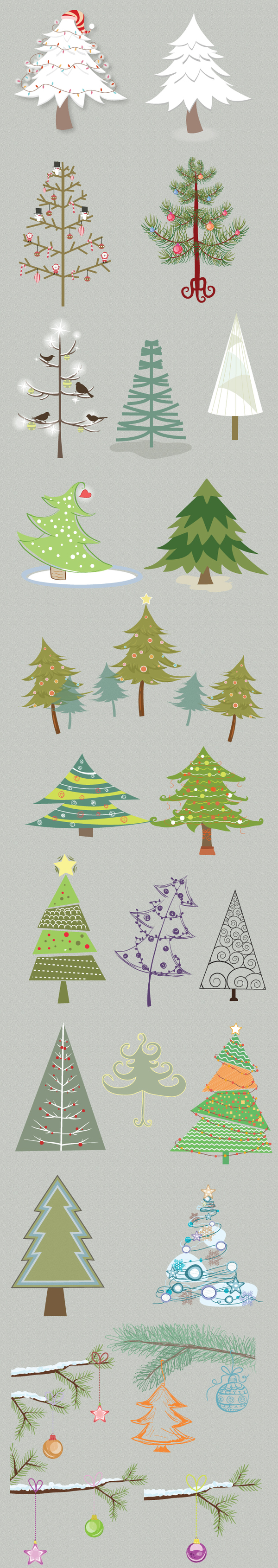 Set of christmas trees vector