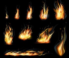 Set of fires illustration vector 01