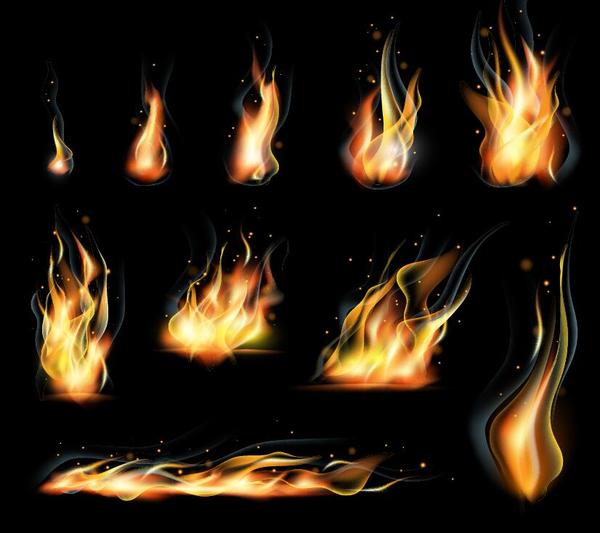 Set of fires illustration vector 01
