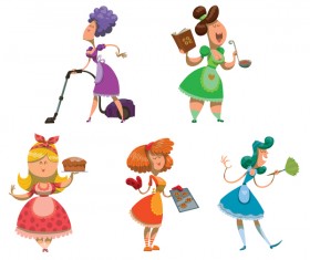 Set of housewives vector illustration